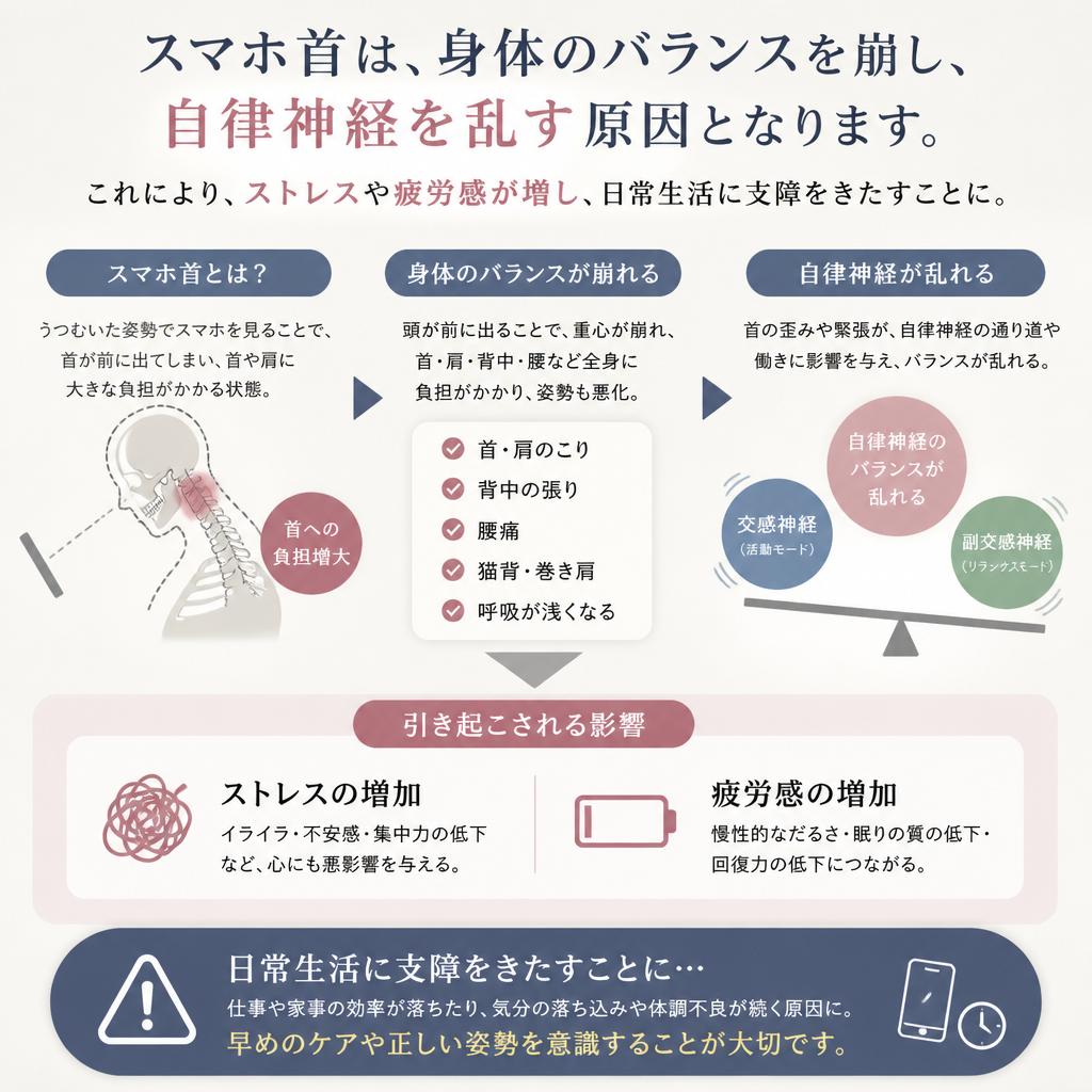 スマホ首が引き起こす自律神経の乱れ