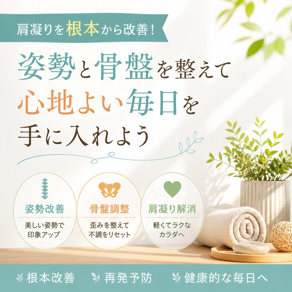 肩凝りを根本から改善！姿勢と骨盤を整えて心地よい毎日を手に入れよう