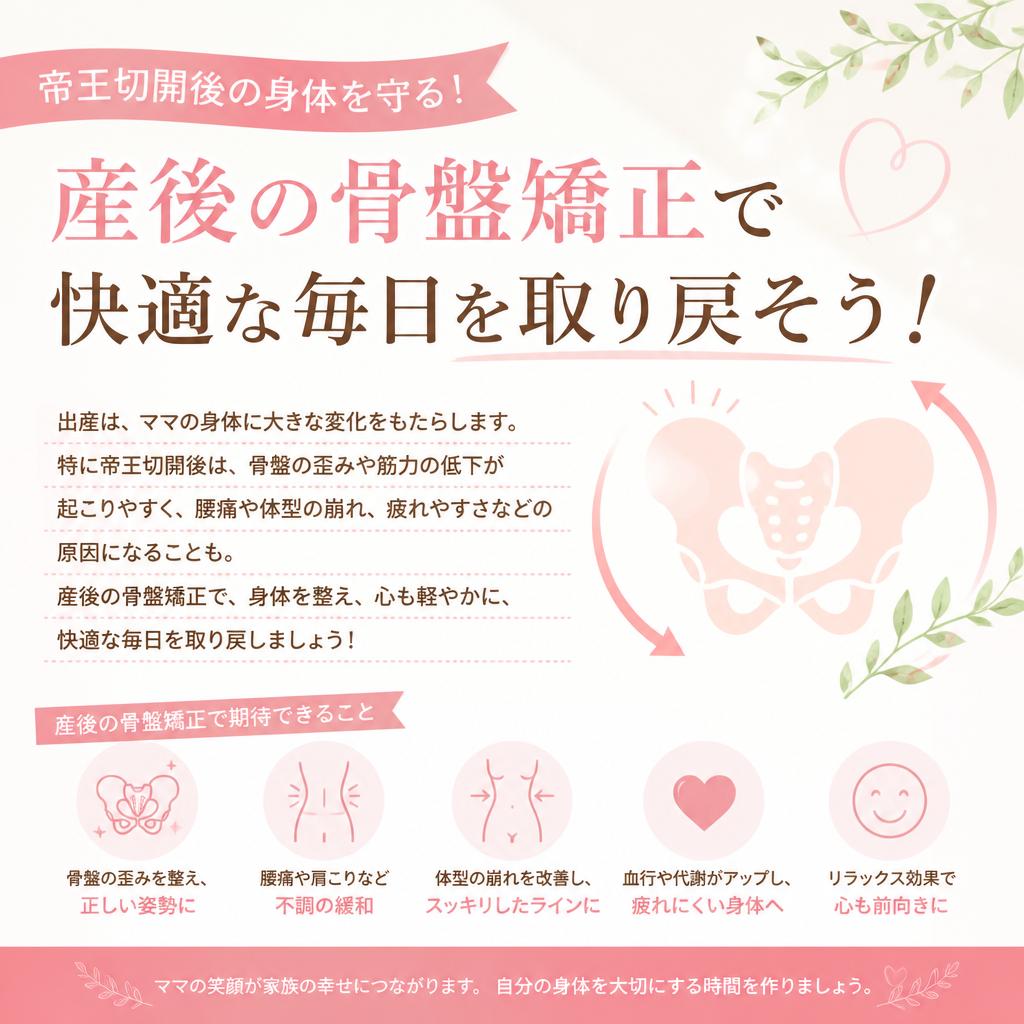 帝王切開後の身体を守る！産後の骨盤矯正で快適な毎日を取り戻そう！