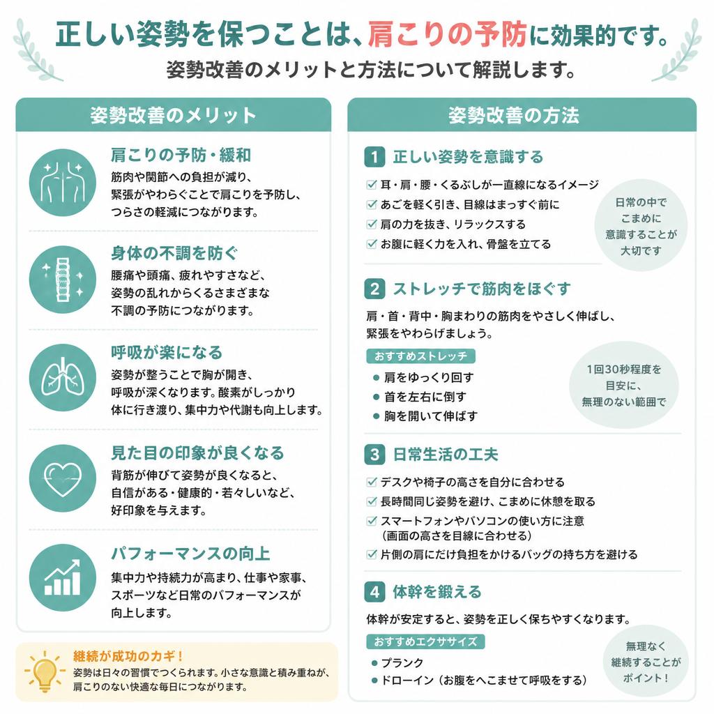 姿勢改善が肩こりを救う！