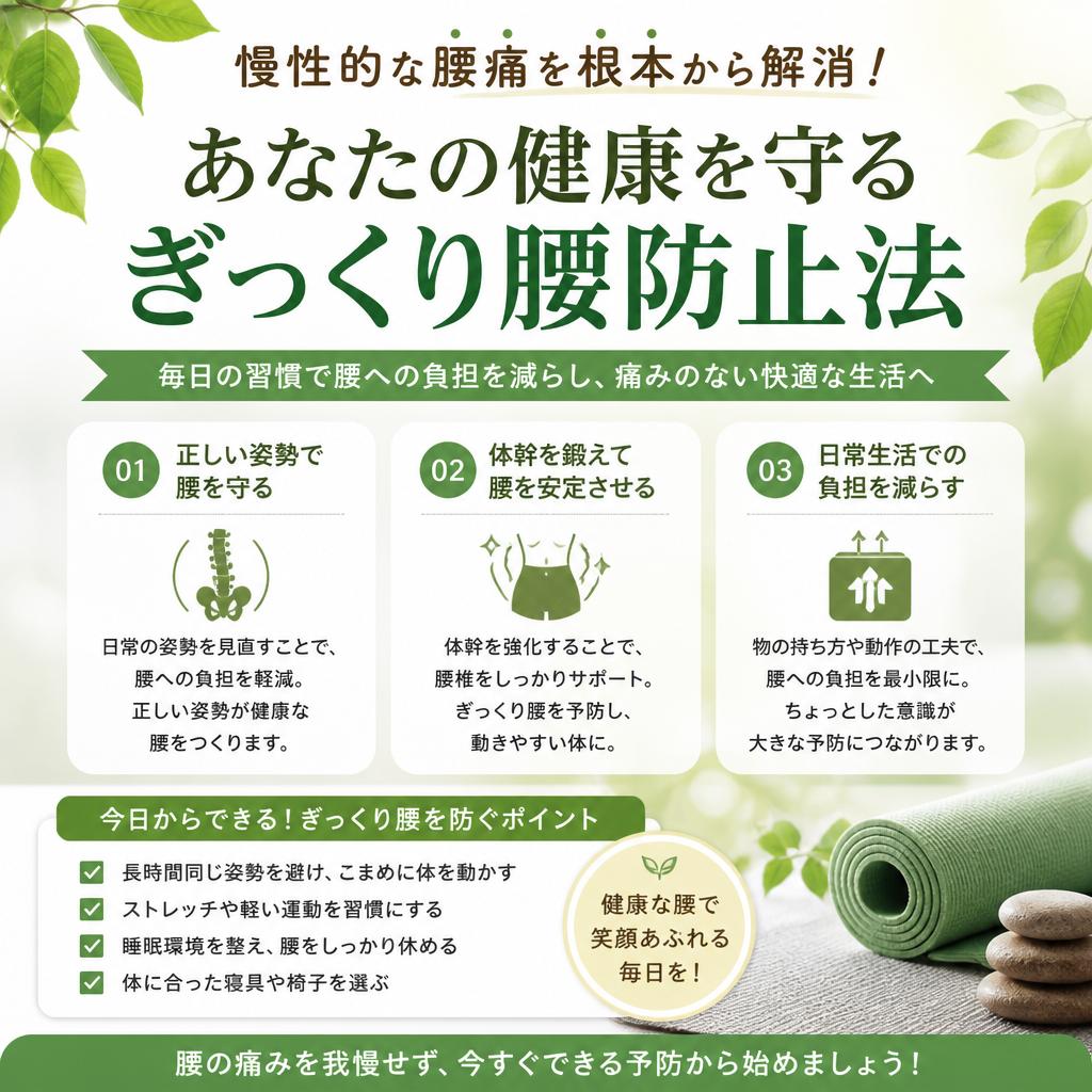 慢性的な腰痛を根本から解消！あなたの健康を守るぎっくり腰防止法